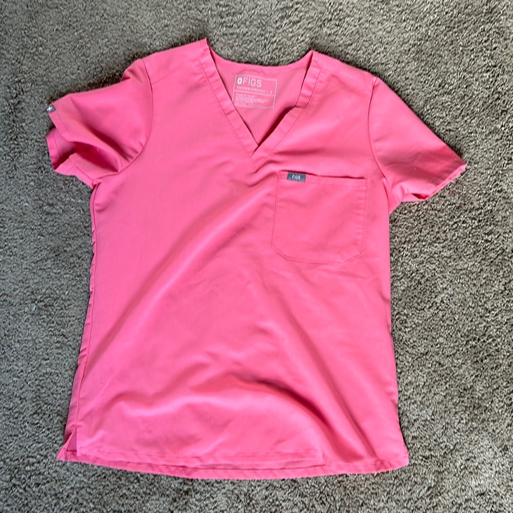 FIGS Neon Pink Catarina Scrub Top